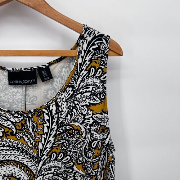 Cynthia Rowley Sleeveless Paisley Floral Print Asymmetrical Aline Dress Size 1X - Picture 4 of 8